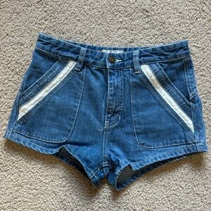 Free People Lace Insert Denim Shorts Size 27